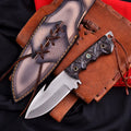 Handcrafted Gut Hook Fixed Blade Knife – Black Handle & Leather Sheath