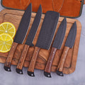 5-Piece Black Blade Kitchen Knife Set – Hardwood Handles